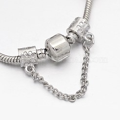 Lega del fiore strass smalto braccialetti in rilievo europeo&nbsp;BJEW-I182-01