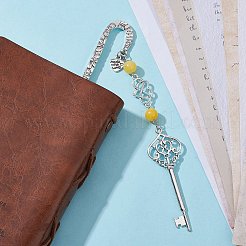 Muttertagsschlüssel und Unendlichkeitsliebe-Herz-Anhänger-Lesezeichen mit natürlicher malaysischer Jade&nbsp;AJEW-JK00259-03