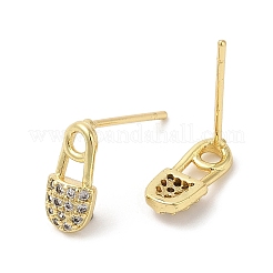 Aretes con pasador de seguridad de latón chapado en bastidor con circonita cúbica&nbsp;EJEW-D061-36G