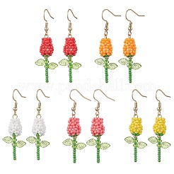 Ohrhänger aus Edelstahl mit Glasblumen&nbsp;EJEW-MZ00574