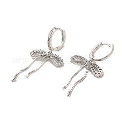 Pendientes tipo argolla de circonita cúbica transparente con micro pavé de latón para mujer&nbsp;EJEW-A040-11P