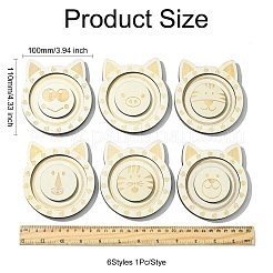 6 Stück 6 Stile Tiermotiv Holz Einzelarmband-Displayschalen&nbsp;ST-CJ0022-03