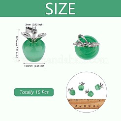 10 Stück Apfel-Edelstein-Charme-Anhänger Kristallquarz Heilung Naturstein-Anhänger rosa Silberschnalle für Schmuck-Halsketten-Ohrring-Herstellung Handwerk&nbsp;JX525B