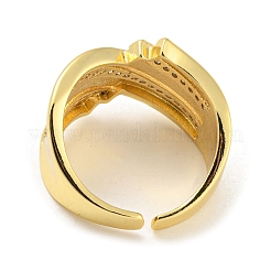 Anneau de manchette ouvert en laiton micro pavé de zircone cubique&nbsp;RJEW-C033-13G