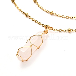Juego de collares con colgante de piedras preciosas naturales de bala para niñas y mujeres&nbsp;NJEW-JN03670