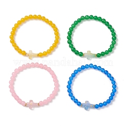 Pulseras elásticas de cuentas de jade de Malasia naturales y teñidas para mujer&nbsp;BJEW-JB13272