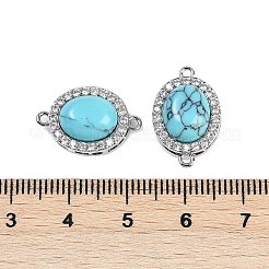 Breloques connecteurs ovales en turquoise synthétique&nbsp;KK-U043-50P-03