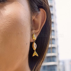 Pendientes colgantes de acero inoxidable 304 con circonitas cúbicas para mujer.&nbsp;SA-CBA0E8A-01G