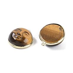 Pendentifs visage souriant en œil de tigre naturel&nbsp;G-K372-02G