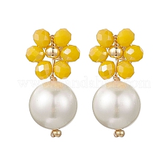 4 Paar 4 Farben Glas & Muschelperlen Blume mit runden Ohrsteckern&nbsp;EJEW-TA00748