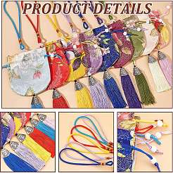 9 stücke 9 farben blume muster brokat tasche quaste anhänger dekorationen&nbsp;HJEW-NB0001-97
