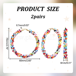 2 par de pendientes de aro de acero inoxidable 304&nbsp;EJEW-ME0002-60