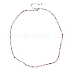Colliers de perles de tourmaline naturelle multicolore ronde à facettes de 2 mm&nbsp;NJEW-JN05918-04