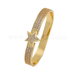 Bracelets à charnière en laiton plaqué or avec micro pavé de zircones cubiques&nbsp;BJEW-H624-06A-G