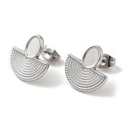 Pendientes de botón semicirculares de acero inoxidable 304&nbsp;EJEW-C114-27P