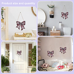 2 pz di ornamenti natalizi in legno con fiocco da appendere&nbsp;HJEW-GO0001-21