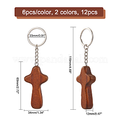 12 portachiavi con ciondolo in legno naturale in 2 colori&nbsp;KEYC-NB0001-65