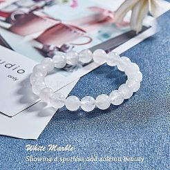 Natürliche weiße Jade runde Perle Stränge&nbsp;G-OC0001-09