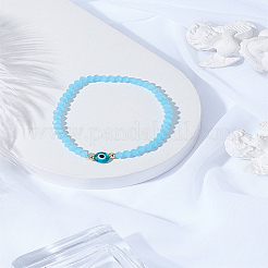 Braccialetti elastici con perline di vetro e malocchio in vetro lavorato a lume da 1 pezzo&nbsp;BJEW-LP0004-13B