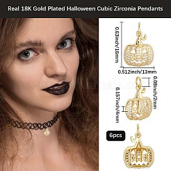 6 pendentif d'Halloween en laiton et zircone cubique&nbsp;ZIRC-BBC0003-41