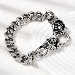 304 Edelstahl Cuban Link Kettenarmbänder für Unisex&nbsp;BJEW-A092-06A-P
