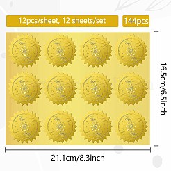 12 Blatt selbstklebende Aufkleber mit Goldfolienprägung&nbsp;DIY-WH0451-050
