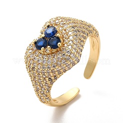 Anello a polsino aperto con cuore in zirconi cubici&nbsp;RJEW-C041-04