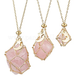 3 pièce 3 styles 304 en acier inoxydable pochette en macramé vide pendentif étoile lune chaîne de câble colliers&nbsp;NJEW-JN05282
