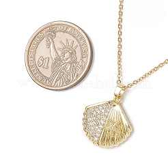 4 pz. 4 stili tema oceano ottone micro pavé zirconi cubici trasparenti ciondolo a forma di guscio di tartaruga pesce collane a catena in acciaio inossidabile 304 per donna&nbsp;NJEW-JN05408