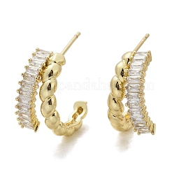 Twisted-Ohrstecker aus Messing mit Mikropavé-Kubikzirkonia&nbsp;EJEW-M082-16G-02