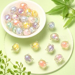 60 pièces 6 couleurs placage uv arc-en-ciel perles acryliques irisées&nbsp;OACR-CJ0001-36