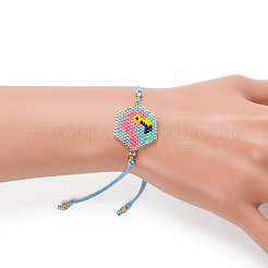 Verstellbare handgefertigte Sechseck-Armbänder aus Glasperlen mit Flamingo-Gliedern für Frauen&nbsp;TS3719