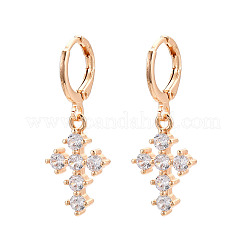 Orecchini pendenti con chiusura a leva in ottone micro pavé di zirconi cubici&nbsp;EJEW-N058-17A-G