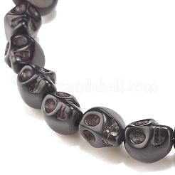 2 Stück 2-farbiges synthetisches türkisfarbenes (gefärbtes) Totenkopf-Stretch-Armband-Set&nbsp;BJEW-JB08070