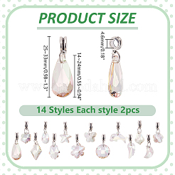 28 Stück 14 Stil Glas europäischen Anhänger Charms&nbsp;PALLOY-WR00020