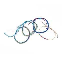 Set di 4 braccialetti di perline intrecciati in lega e vetro a 4 stili&nbsp;BJEW-B065-09E