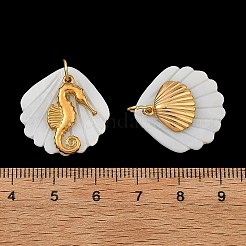 Ciondoli a tema oceano in conchiglia d'acqua dolce naturale e acciaio inossidabile 304&nbsp;PALLOY-JF05950