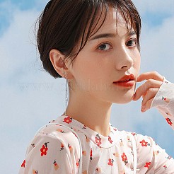 Boucles d'oreilles pendantes en argent sterling plaqué rhodium anti-ternissement avec 925 feuille et pampille en chaîne&nbsp;JE1042A