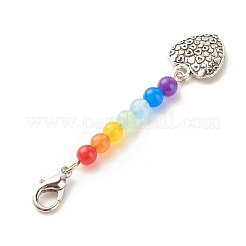 Chakra-Thema natürliche und gefärbte Malaysische Jade-Perlen-Anhänger-Dekorationen&nbsp;HJEW-JM00641-02