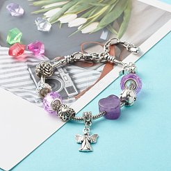 Cuore angelo fiori di trifoglio braccialetto europeo per ragazze adolescenti&nbsp;BJEW-JB06849-05