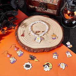 24pcs 12 Stil Halloween Thema Legierung Emaille Anhänger&nbsp;ENAM-SC0003-35