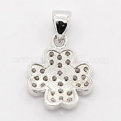 Cz micro ottone gioielli fortunato spianare zirconi incanta Four Leaf Clover ciondoli&nbsp;X-ZIRC-M011-18P-NR