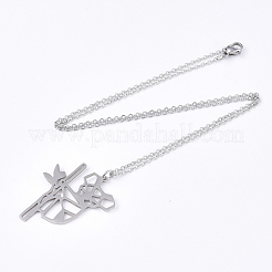 Colliers pendentifs en acier inoxydable 201 anti-ternissement&nbsp;NJEW-T009-JN033-1-45