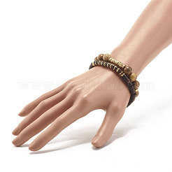 Ensemble de bracelets extensibles en perles de jaspe naturel et noix de coco et hématite synthétique&nbsp;BJEW-JB07498