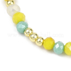 Braccialetti elastici in perline di vetro elettroplaccate rotonde sfaccettate per donna&nbsp;BJEW-JB11625-02