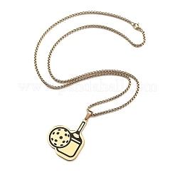 Colliers à chaîne avec pendentif en forme de raquette de pickleball en acier inoxydable 201 pour femmes et hommes&nbsp;NJEW-H050-02G