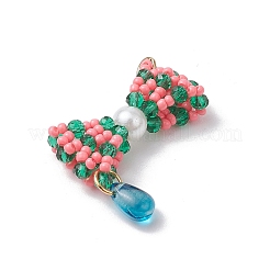 3 pz 3 colori pendenti con perline di vetro con fiocco&nbsp;PALLOY-MZ00553