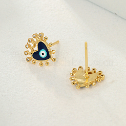Boucles d'oreilles à tige en laiton avec coeur à la mode et mauvais œil&nbsp;TZ1681