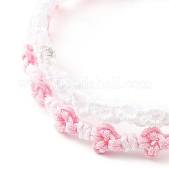 2 bracelet cordon tressé fleur de pêcher 2 couleurs&nbsp;BJEW-JB07610-02