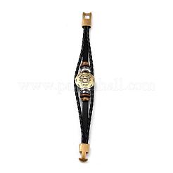 Bracelets rétro de multi-brins en cuir tressé avec cordon&nbsp;BJEW-L616-20K